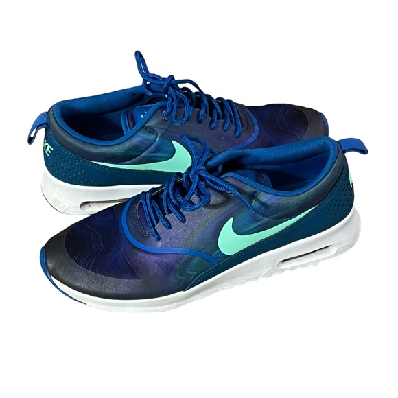 Nike Air Max Thea Print Blue Spark Green Glow women’s as 9.5 EUC - Picture 1 of 8